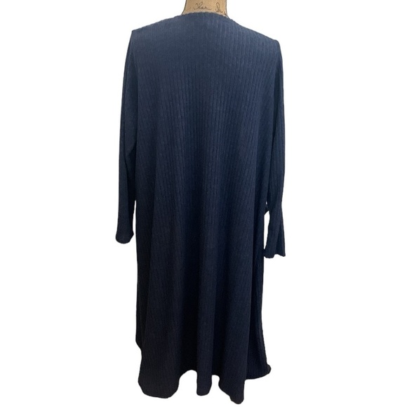 LuLaRoe Blue Sarah Ribbed Open Front‎ Cardigan Sweater Duster Size L - Picture 2 of 8